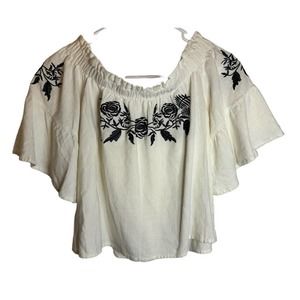 ALTAR'D STATE women's floral boho top oversized sleeves size small linen blend